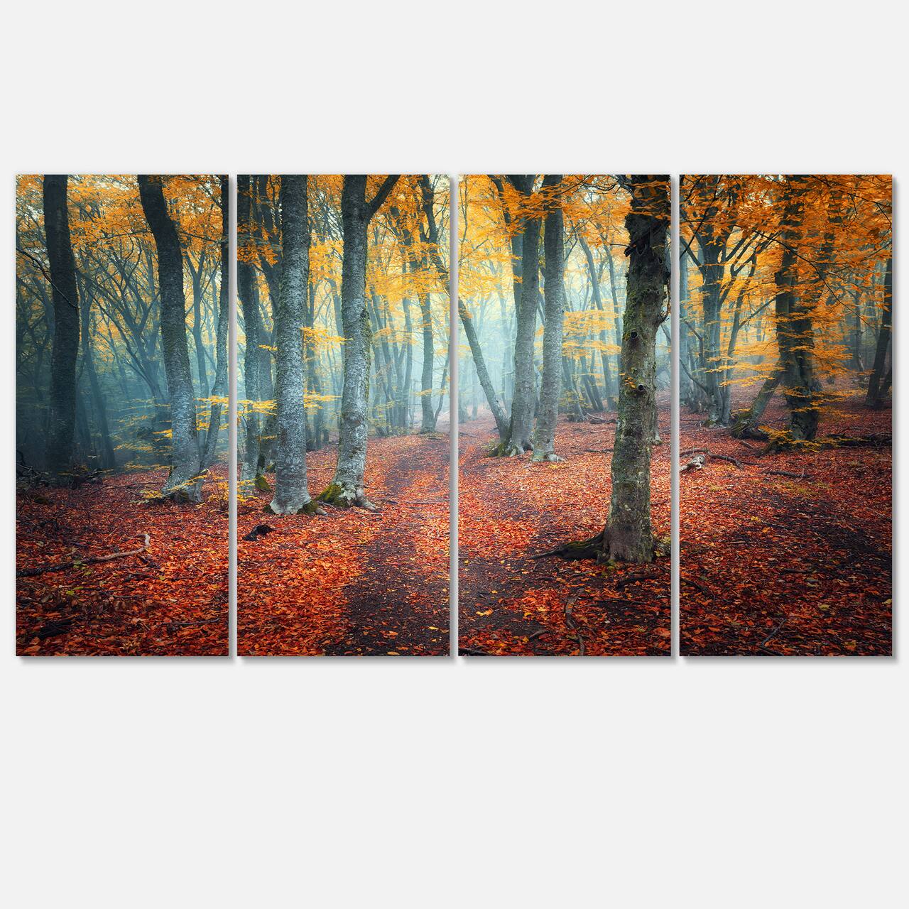 Designart - Red and Yellow Autumn Forest - Landscape Photography Canvas Print